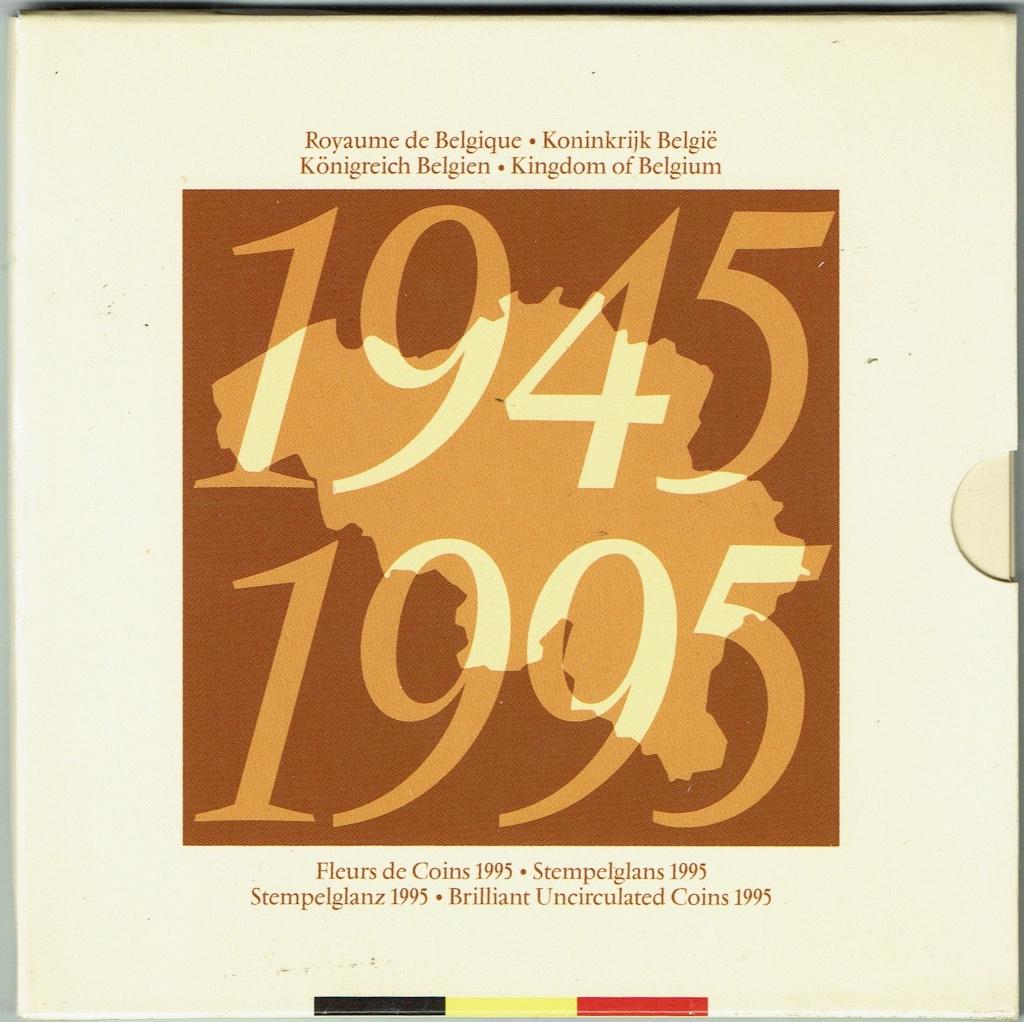 Set de monnaies fleurs de coin 50 ans fin de la GM 1945-1995, Timbres & Monnaies, Monnaies | Belgique, Envoi, Autre, Série