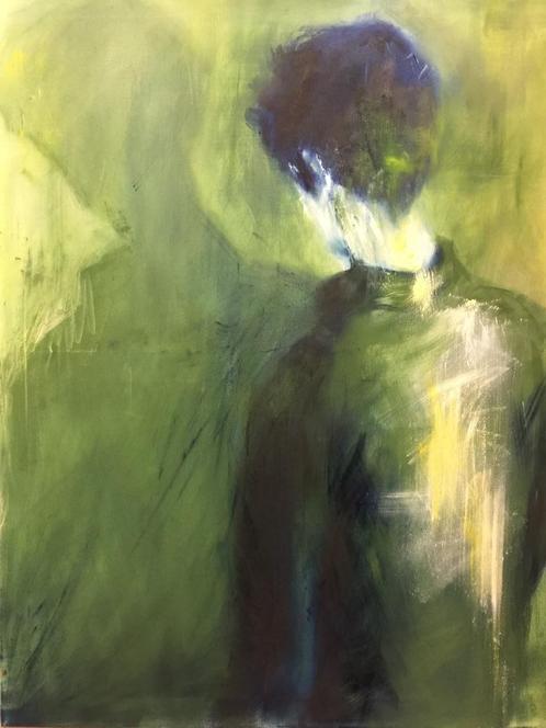 Tableau 'Guy in green' - Huile sur toile, Antiquités & Art, Art | Peinture | Moderne, Enlèvement