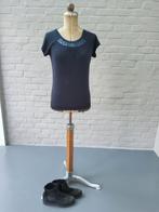 Donkerblauwe stretch t-shirt met pailletten, Vêtements | Femmes, T-shirts, Manches courtes, Taille 34 (XS) ou plus petite, Bleu