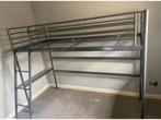 Hoogslaper bed ikea grijs metaal, inclusief nieuwe matras, Enlèvement, Utilisé, Lit mezzanine