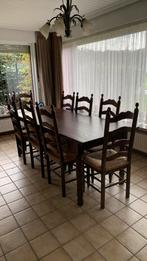 Tafel en 8 stoelen, Ophalen, Gebruikt, Eikenhout, 200 cm of meer