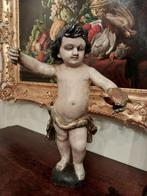 Statue putti ancienne en bois 74 cm, Enlèvement