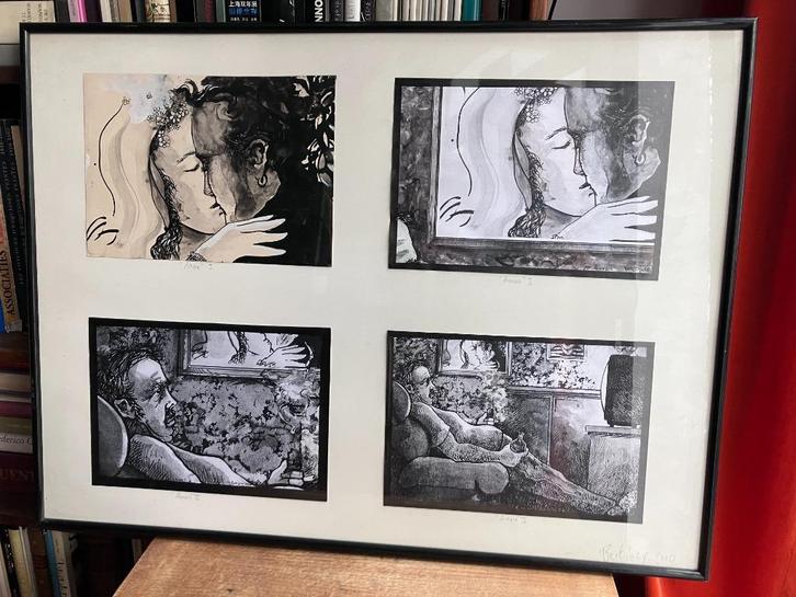 8 originele tekeningen Bert Lezy, reeks "Amore", Antiek en Kunst, Kunst | Tekeningen en Fotografie, Ophalen of Verzenden