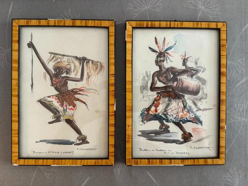 set van 2 werkjes Paul Dhaxelet, Antiek en Kunst, Kunst | Niet-Westerse kunst, Ophalen of Verzenden