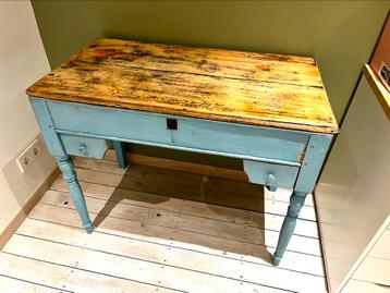 Ancien bureau/table/coiffeuse en bois 2 tiroirs +rangement