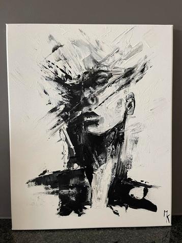 Peinture abstraite en noir et blanc Mk Art