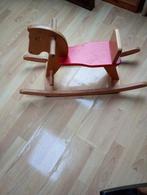 Petit cheval à bascule en bois naturel et rouge, Enlèvement, Comme neuf