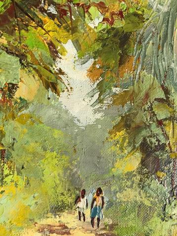 Ancien tableau signé Afrique Congo 1959, Enlèvement ou Envoi