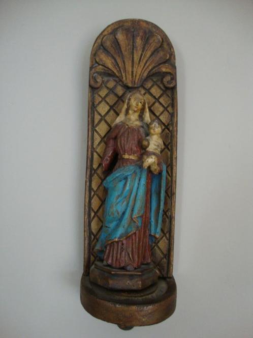 *** MADONNA MET KIND IN HOUT ***, Antiquités & Art, Antiquités | Objets religieux, Enlèvement