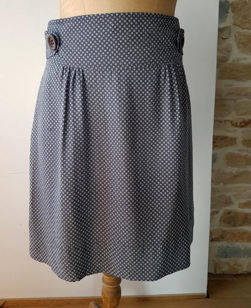 PAULINE B - Très jolie jupe en soie à pois - T.2, Kleding | Dames, Rokken, Gedragen, Maat 42/44 (L), Grijs, Ophalen of Verzenden