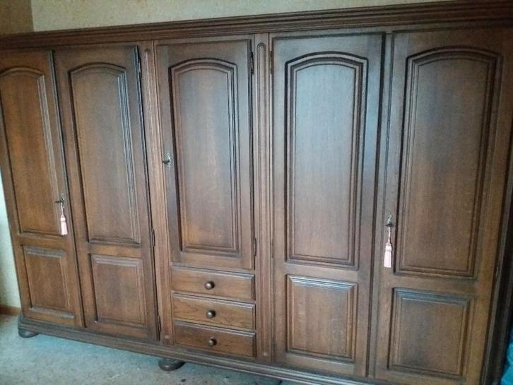 Volledig eiken slaapkamer, Huis en Inrichting, Slaapkamer | Complete slaapkamers, Gebruikt, Tweepersoons, Ophalen