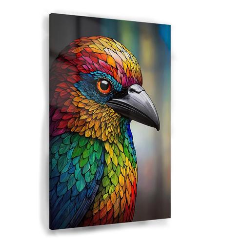 Peintre en verre coloré à profil d'oiseau peint numériqueme, Antiquités & Art, Art | Peinture | Moderne, Envoi