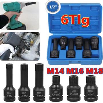 Spline doppen M14,M16 & M18 lang en kort dopsleutelset  beschikbaar voor biedingen