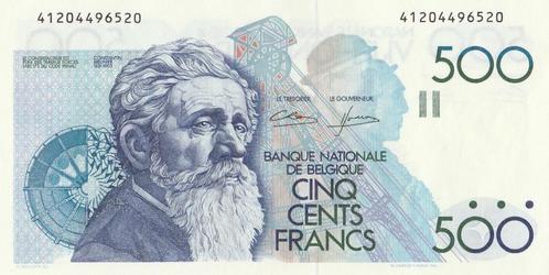 500 Frank België [1982-1998].Constantin Meunier, Postzegels en Munten, Bankbiljetten | België, Los biljet, Verzenden