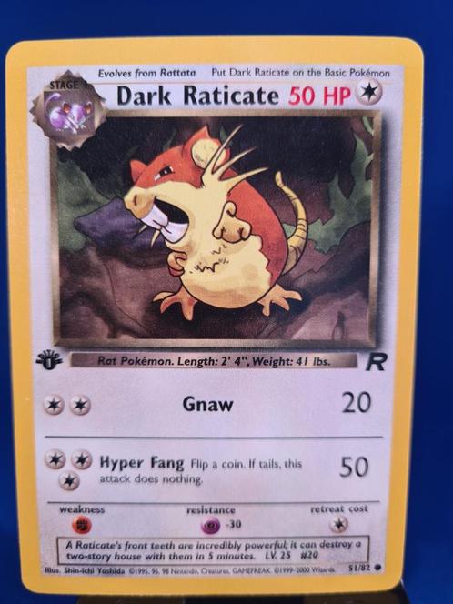 Dark Raticate 51/82 - Team Rocket (1st edition), Hobby en Vrije tijd, Verzamelkaartspellen | Pokémon, Zo goed als nieuw, Verzenden