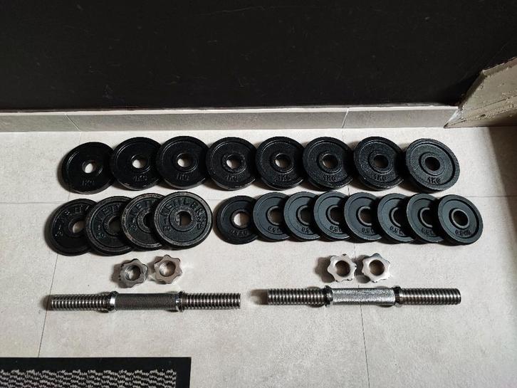 20kg Halterset (30mm), Sport en Fitness, Fitnessmaterialen, Gebruikt, Halterset, Armen, Benen, Borst, Buik, Rug, Ophalen