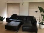Donkerbruine Lederen hoeksalon met poef, goeie staat., Huis en Inrichting, Fauteuils, Ophalen, Gebruikt, Leer, 125 cm of meer