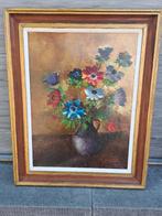 huile sur toile fleur signe Léon van den bulcke, Antiek en Kunst, Ophalen of Verzenden