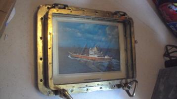 scheepsantiek zware 34 kilo patrijspoort als kader beschikbaar voor biedingen