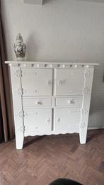 Prachtige witte antieke buffetkast, Ophalen, 100 tot 150 cm, Eikenhout, Zo goed als nieuw