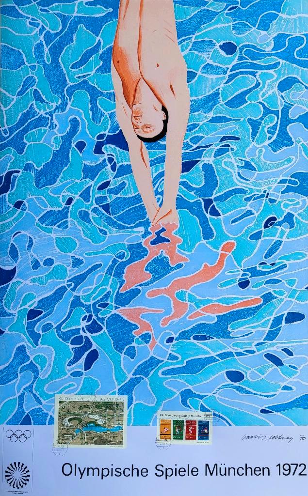 David Hockney - Plongeur - Timbres officiels, Antiquités & Art, Art | Lithographies & Sérigraphies, Envoi