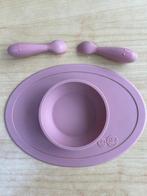 Eetbordje baby siliconen met lepeltjes, Kinderen en Baby's, Babyvoeding en Toebehoren, Ophalen of Verzenden, Zo goed als nieuw