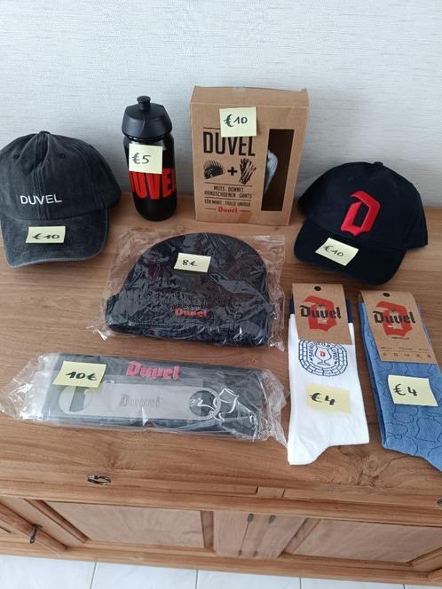 8 Diverse DUVEL spullen Petten, Kousen, Mutsen, schorten enz, Verzamelen, Biermerken, Nieuw, Overige typen, Duvel, Ophalen of Verzenden