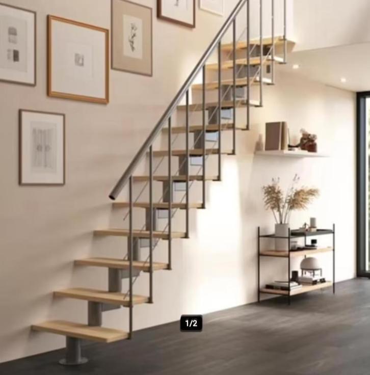 Modulaire trap in kit recht of met draai, Doe-het-zelf en Bouw, Ladders en Trappen, Gebruikt, Trap, Ophalen