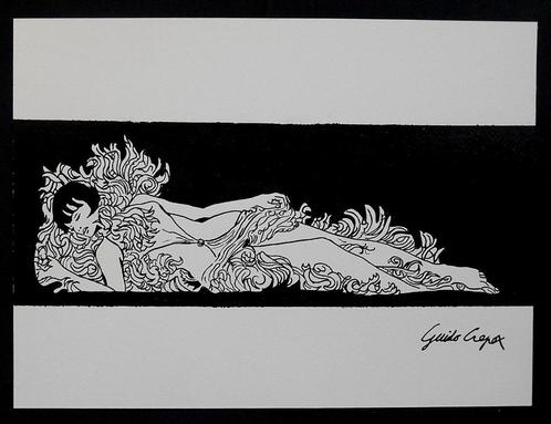 Guido Crepax chinese inkt tekening 'Valentina' - getekend, Antiek en Kunst, Kunst | Tekeningen en Fotografie, Verzenden