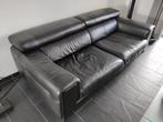Natuzzi zwart leer zetel / bank, Huis en Inrichting, Ophalen, Zo goed als nieuw, Leer