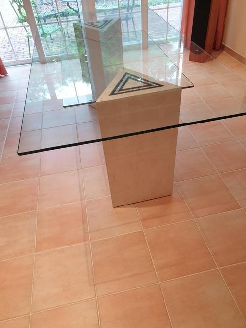 Mooie sierlijke rechthoekige glazen eettafel (8-10 plaatsen), Huis en Inrichting, Tafels | Eettafels, Gebruikt, 50 tot 100 cm