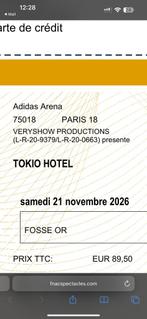 Ticket tokio hotel Adidas arena paris 21/11, Tickets en Kaartjes, Eén persoon