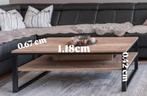 Industriële salontafel – hout & metaal – in goede staat, Huis en Inrichting, Tafels | Salontafels, Ophalen, Gebruikt