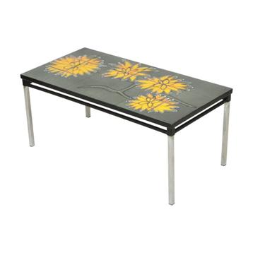 Vintage Keramische Tegeltafel Adri Design Geel Abstract 