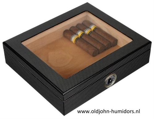 H26 HUMIDOR CARBON EDITION GROOT VENSTER MERKHUMIDOR ANGELO, Verzamelen, Rookartikelen, Aanstekers en Luciferdoosjes, Nieuw, Tabaksdoos of Verpakking