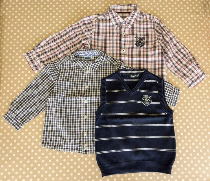 Blauwe debardeur + 2 hemdjes, maat 2-3 jaar, Kinderen en Baby's, Kinderkleding | Maat 92, Gebruikt, Jongen, Overhemd of Blouse