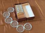 Vintage set van 12 glazen onderzetters, Ophalen of Verzenden