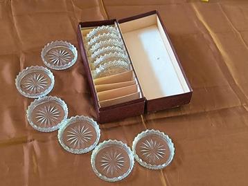 Vintage set van 12 glazen onderzetters, Antiek en Kunst, Ophalen of Verzenden