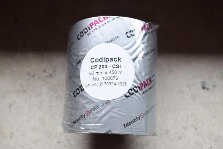 Thermal transfer ribbon Codipack CP 203 80mm x 450m / per 30, Computers en Software, Labelprinters, Nieuw, Tape-label, Ophalen