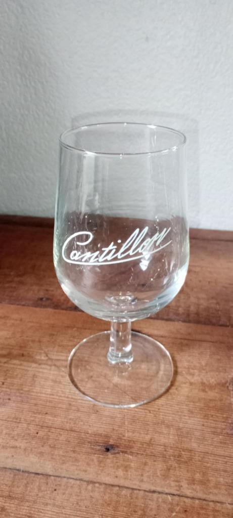 Brasserie-bierglas op standaard Cantillon, Verzamelen, Biermerken, Gebruikt, Glas of Glazen, Overige merken, Ophalen of Verzenden