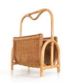 Vintage Rattan and Bamboo Magazine Rack 1970s - Krantenbak, Ophalen of Verzenden, Zo goed als nieuw