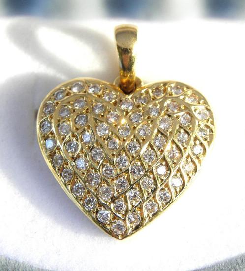 Collier pendentif "Coeur" en or 18 carats avec Brillants, Bijoux, Sacs & Beauté, Colliers, Comme neuf, Or, Or, Avec pierre précieuse