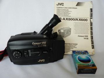 JVC VHSC GR-AX600 Compact VHS, batterie, livre, sac