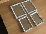 4 nieuwe witte kadertjes met zilverkleurig boordje, Huis en Inrichting, Ophalen of Verzenden, Nieuw, Minder dan 50 cm, Minder dan 50 cm
