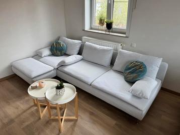 Mooie longchair Soderhamn wit stof in (zr) goede staat beschikbaar voor biedingen