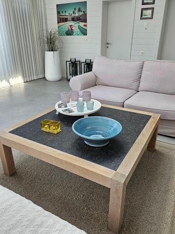 Salontafel + bijzettafel, Huis en Inrichting, Tafels | Salontafels, Ophalen, Gebruikt, Strak landelijk, Minder dan 50 cm