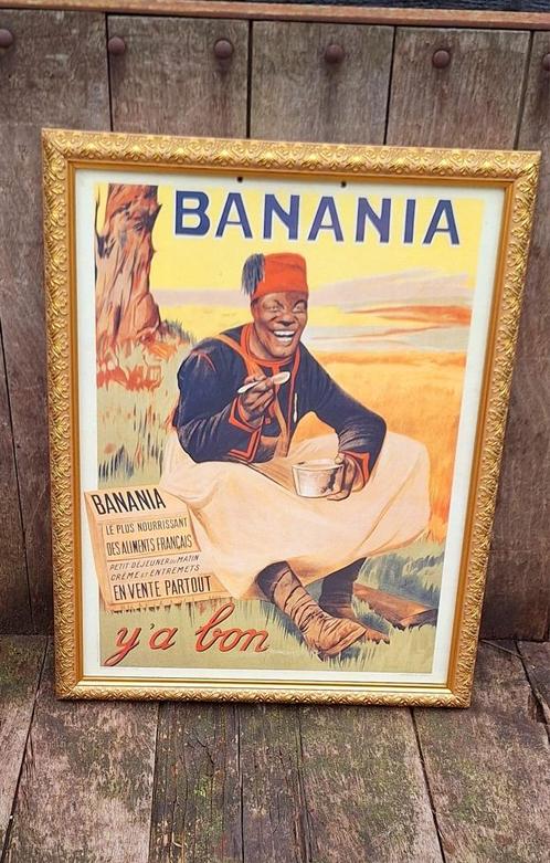 Authentiek reclame karton, herdrukt door Banania 80'r jaren., Verzamelen, Merken en Reclamevoorwerpen, Gebruikt, Reclamebord, Ophalen