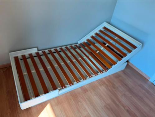 Bed eenpersoons Interlubke opklapbaar + matras, Huis en Inrichting, Slaapkamer | Bedden, Gebruikt, Eenpersoons, Hout, Wit, Ophalen