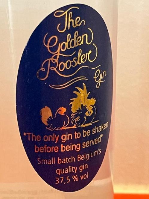 The Golden Rooster Gin flesje 0,1 l uit België 22kt bladgoud, Verzamelen, Wijnen, Nieuw, Overige typen, Overige gebieden, Vol
