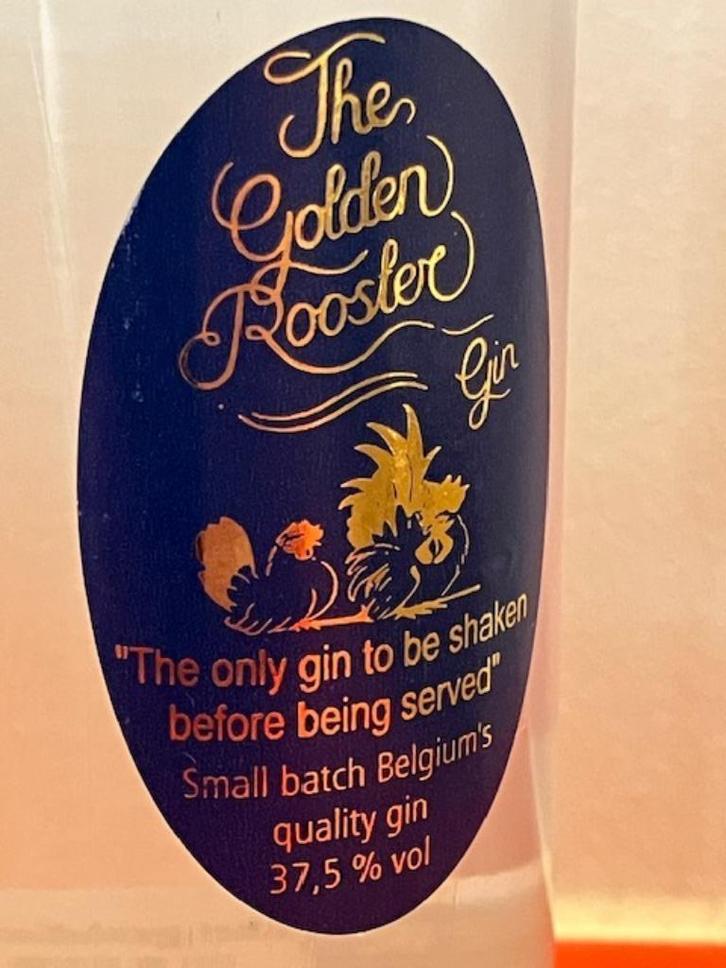 The Golden Rooster Gin flesje 0,1 l uit België 22kt bladgoud, Verzamelen, Wijnen, Nieuw, Overige typen, Overige gebieden, Vol